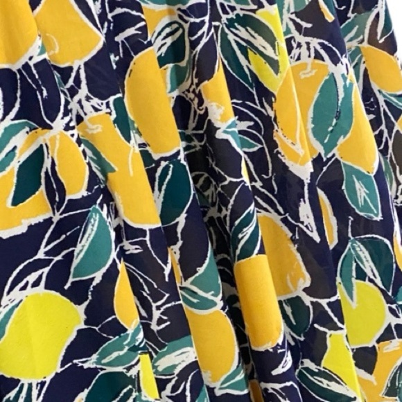 Maison Jules Lemon Print Fit & Flare Dress Cottagecore Retro Style Fruit Citrus - Picture 7 of 12